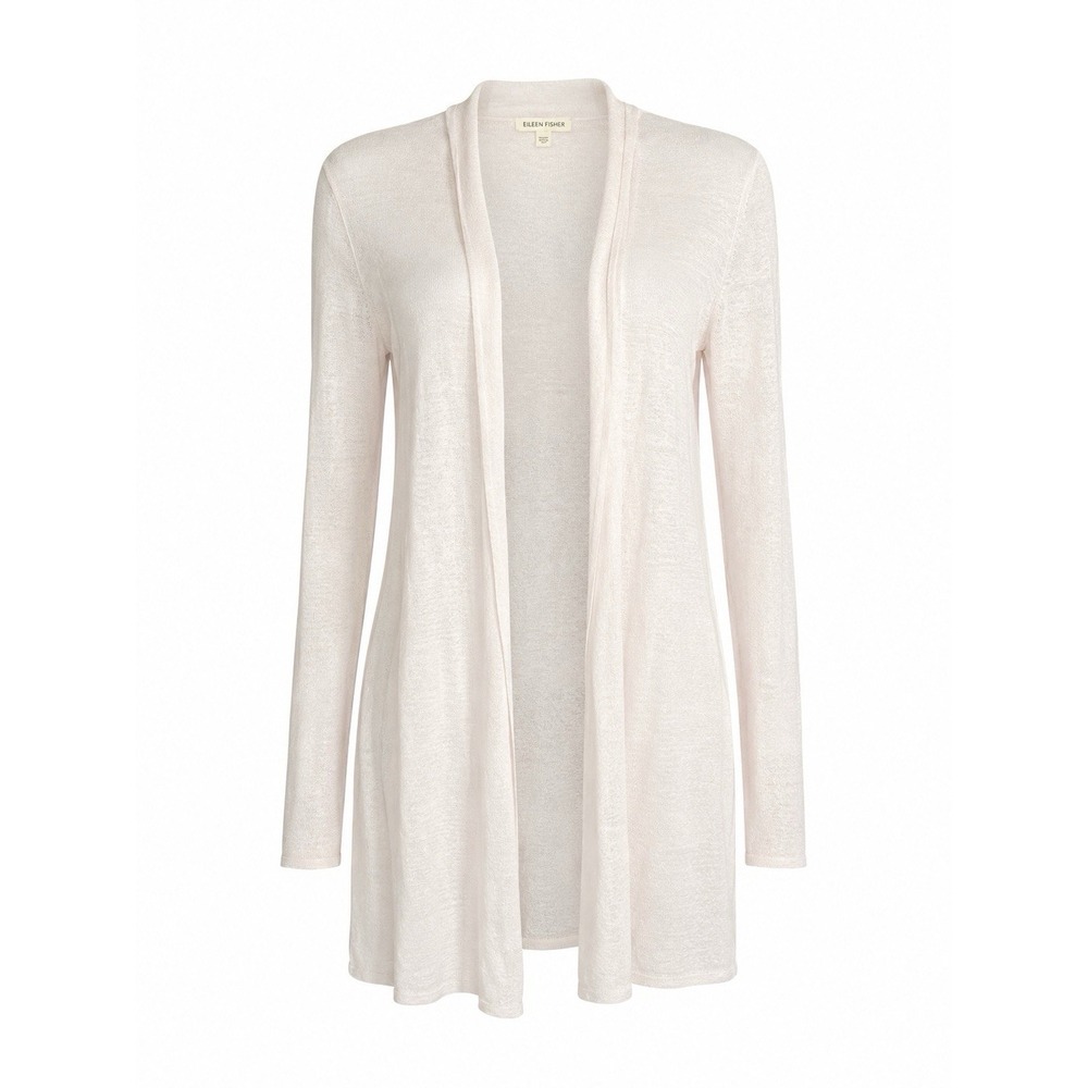 NWT $268 Eileen Fisher Organic Linen Crepe Knit Shawl Cardigan Sweater XS